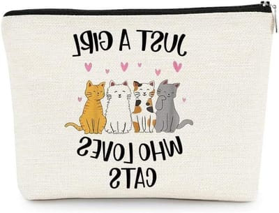 Schattige Make-up Tas voor Vrouwen, Perfecte Cadeaus voor Kattenliefhebbers, Kattenpatroon Cosmetica Tas met Rits en Ruimte voor Accessoires