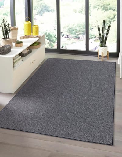 the carpet Natal Modern enkelkleurig vloerkleed woonkamer, geschikt voor de keuken, getuft, robuuste korte pool met vilten rug, zacht & vuilafstotend, Antraciet, 80 x 150 cm
