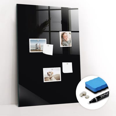 Tulup Whitebord - Kleur Zwart Magneetbord - 60 cm x 90 cm - Magnetisch Wandbord - Design Memobord - Foto Magneetbord - Ideeënbord Thuiswerkplek - Inclusief Gratis Magneten & Marker & Spons - Memo Magneetbord - Memobord Keuken