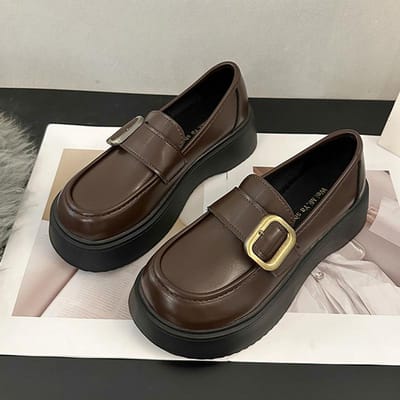 Platform Zwarte Kleine Leren Schoenen Herfst Nieuwe Leren Loafers Damesschoenen College Stijl Japanse Mary Jane Enkelschoenen 40 black