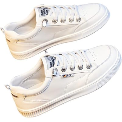 Herfst Nieuwe Stijl van Leer Kleine Witte Schoenen voor Studenten Casual Alles-match Instappers Schoenen met Platte Zool 40 white