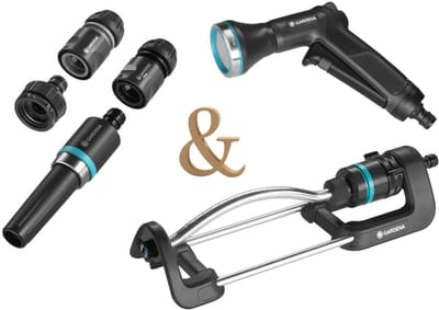 GARDENA EcoLine Tuinberegening Set – Zwenksproeier + Broes + Koppeling startset – Duurzaam - Premium set