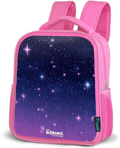 NoBoringSuitcases.com® - Rugzak roze - Schooltas meisjes - Sterren - Galaxy - Blauw - Roze - Kinder rugtas meisje - Boekentas kind - Kinderrugzak voor school - Schoolrugzak