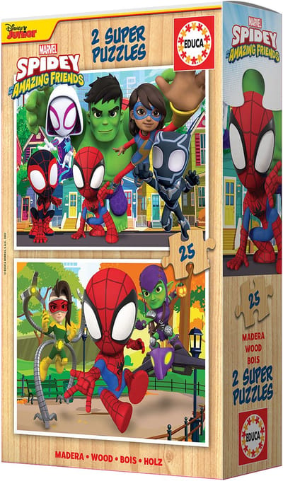 Educa - Puzzel Spidey & His Amazing Friends - Hout - 2x25 stukjes - Legpuzzel voor kinderen.