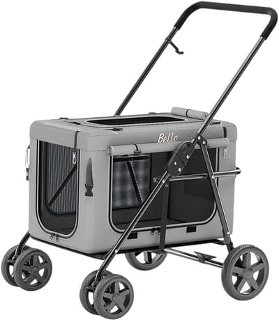 Hondenbuggy Lichtgewicht - Reisbuggy Huisdier - Dieren Vervoeren - Afneembare Draagmand - Tot 20kg - Grijs