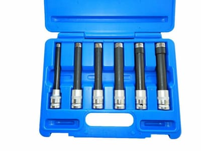 Duurzame Buiten zeskant Dop Set E10-E20 6-delig met 1/2" Aansluiting, Robuust Chroom-Molybdeenstaal en Chroom-Vanadium voor Professionals