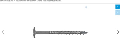 SWG - 191 106 300 16 Houtschroef - 6x300 mm - T-profiel - Staal Verzinkt- pak a 25 stuks