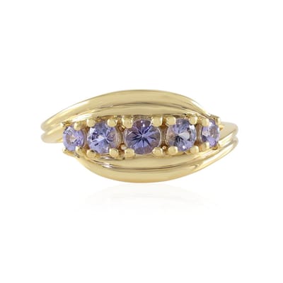 Cavill - Luxe Zilveren Ring 925 Sterling Zilver Verguld - 0,78 ct Paarse Tanzaniet - Ronde Edelsteen Prong Zetting - Handgemaakt