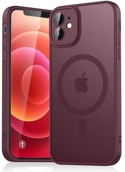 Casemania Hoesje Geschikt voor Apple iPhone 11 - Bordeaux - Matte Armor Back Cover met Camera Bescherming - Geschikt voor MagSafe