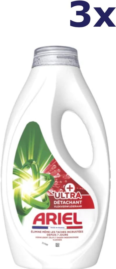 Ariel Vloeibaar Wasmiddel + Ultra Vlekverwijderaar 75 Wasbeurten - 3375 ml