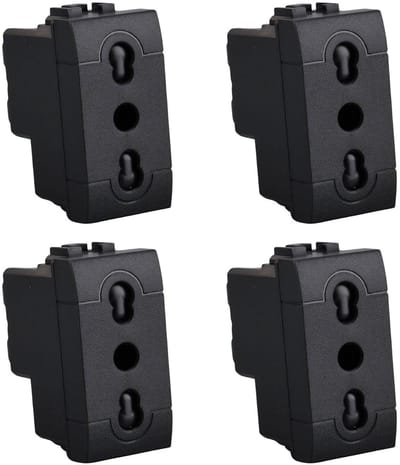 Dubbel Stopcontact - Wandcontactdoos - Stroom Aansluiten - 2P+T 10/16A - 4 Stuks - Zwart