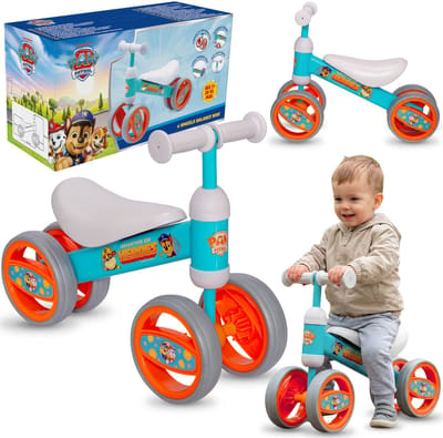 Paw Patrol Lichtgewicht metalen loopfiets met vier wielen voor jongens, eerste fietsje, loopfiets 1+