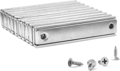 Brute Strength - Super sterk magnetisch ophangsysteem voor gereedschap, sleutels en messen - 60 x 13.5 x 5 mm - 10 stuks - Messenstrip - Magneetstrip