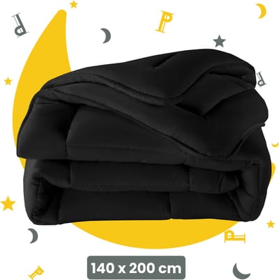 Sleep Comfy - Deluxe 2-in-1 Dekbed - 140x200 cm - Zwart - Dekbed zonder overtrek - Ademend & Anti Allergie - All Year Dekbed - Stijl, Comfort en Innovatie voor Elke Nacht - Zomerdekbed & Winterdekbed