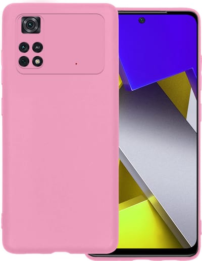 Hoesje Geschikt voor Xiaomi Poco X4 Pro 5G - Sterk & Shockproof - Hoes Cover - Siliconen Case - Lichtroze