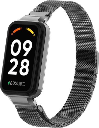 Strap-it Milanees Activity tracker bandje - Geschikt voor Xiaomi Redmi Smart Band 2 / Xiaomi Smart Band 8 Active - zwart