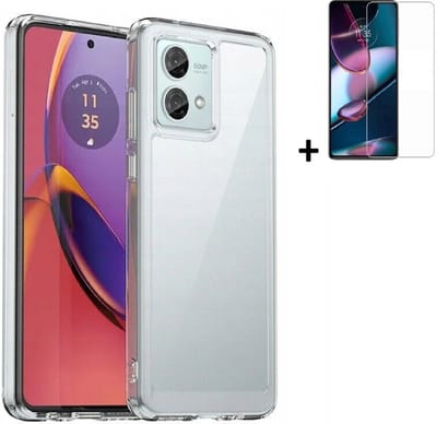 Geschikt voor Motorola Moto G84 Hoesje - Siliconen - Moto G84 Screenprotector - Hoesje Transparant Case + Screenprotector
