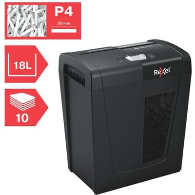 Rexel Secure X10 Stille Papierversnipperaar - P4 Snippers - Tot 10 Vel - 18L - Zwart