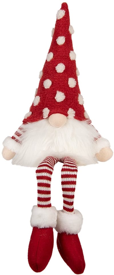 Clayre & Eef Kerstdecoratie met LED-verlichting Kabouter 16x12x32/60 cm Rood Synthetisch