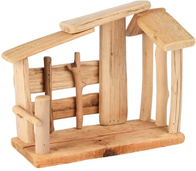 Dekoratief | Kerststal, naturel, hout, 23x13x19cm | A255610