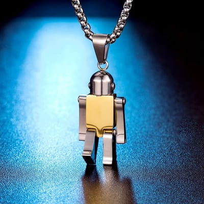 Beweegbare Titanium Stalen Robot Hanger, Japanse en Koreaanse Hip Hop Stijl Trendy Ketting Truiketting Hanger white