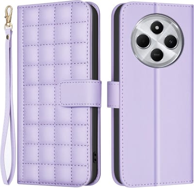 BINFEN Hoesje - Geschikt voor Xiaomi Redmi 14C Hoesje - BINFEN Square Color Book Case - Lavendel