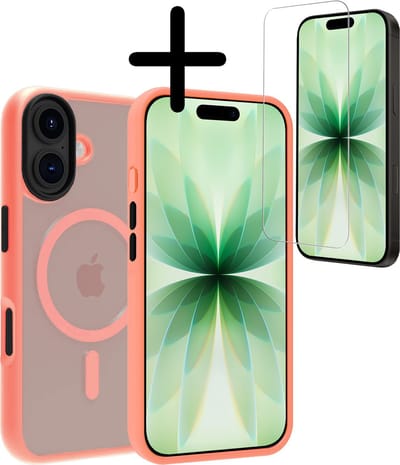 Hoesje Met Screenprotector - Geschikt voor Apple iPhone 17 - Magsafe Compatible - Sterk & Shockproof - Back Cover - Shock Proof Case - Telefoon Hoes - Perzik