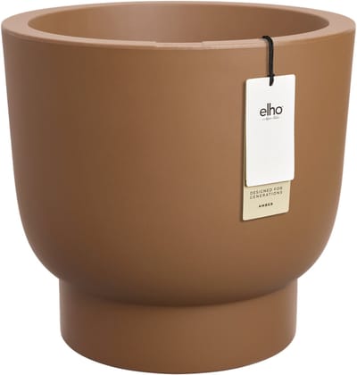 Elho Amber Grail 30 - Bloempot voor Binnen & Buiten - 100% Gerecycled Plastic - Ø 29.5 x H 28.3 cm - Karamel
