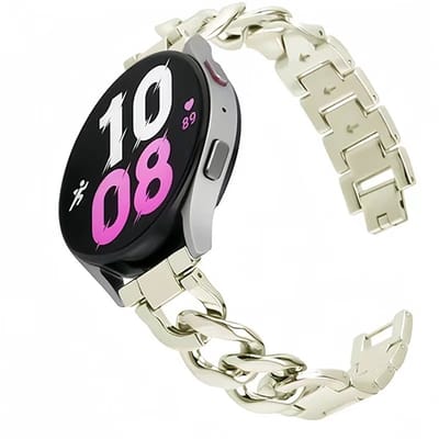 By Qubix - Geschikt voor Garmin bandje - 18mm - Geschikt voor Garmin Venu 3s / Vivoactive 4s / Venu 2s / Vivomove 3s / Forerunner 255s / 265s - Metalen ketting band - Sterrenlicht