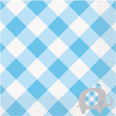 "Olifant" papieren servetten voor Baby Shower 16 stuks - Blauw