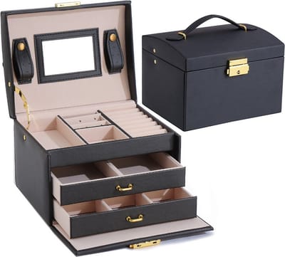 Jewelfy Sieradendoos - Sieradendozen - Sieraden Opbergers - Juwelendoos - Sieraden doosje Meisje - Doos - Meisjes/Dames - Zwart