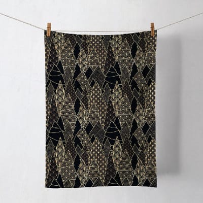 Ambiente Keukendoek Luxury Trees zwart