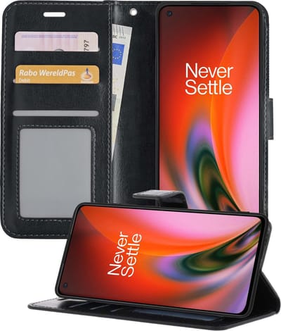 Hoesje - Geschikt voor OnePlus Nord 2 - Luxe Bookcase - Walletcase Hoes - Portemonnee - Cover - Telefoonhoes - Zwart
