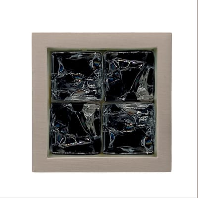 DOMINO MEUBELKNOP - Kristallen kastknop - Zilver/Zwart Glas 4x3cm - Glamour ZnAl - Ladekast greepje - Complete Set