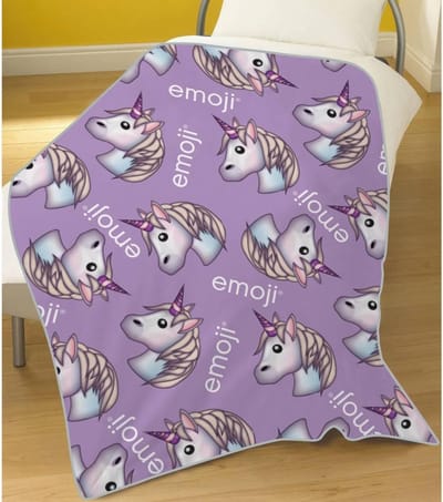 Emoji Unicorn - Deken - Fleece plaid - 100 x 150 cm - Paars - Eenhoorn