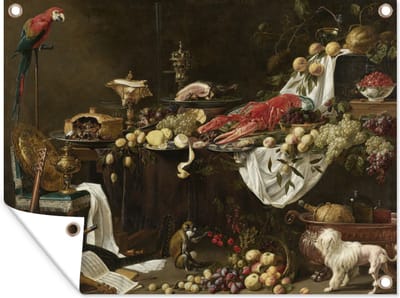 Muurdecoratie buiten Pronkstilleven - 160x120 cm - Tuindoek