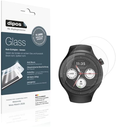 dipos – 2x Matte Pantserfolie geschikt voor Motorola Moto Watch 2026 | 9H Screenprotector