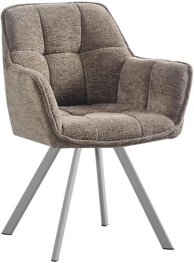 LABEL51 Riley Eetkamerstoel - Bruin - Stof - Taupe Metaal - Stoel - Normale eetkamerstoel