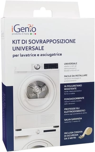 Wasmachine Droger Stapelkit - Universele Set - Ruimte Besparen - Zonder Boren - 60x60cm - Wit
