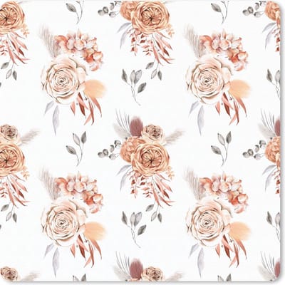 Muismat 20x20 cm - Mousepad Bloemen - Rozen - Bladeren - Wit - Muismatten