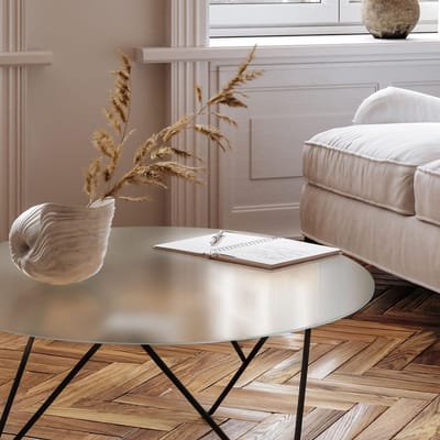 Glazen Tafelblad Rond - Melkglas Plaat - Eettafel Vervangen - Gevlamd Glas Effect - 80 cm Diameter - Mat Wit