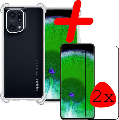 Hoesje Met 2x Screenprotector - Geschikt voor OPPO Find X5 - Sterk & Shockproof - Back Cover - Siliconen Case - Telefoon Hoes - Transparant