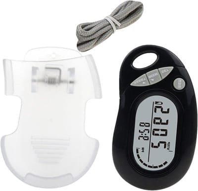 Stappenteller - Stappenteller met clip - Gezond Leven - Grote Cijfers - 7.3 x 4.3 cm - Zwart