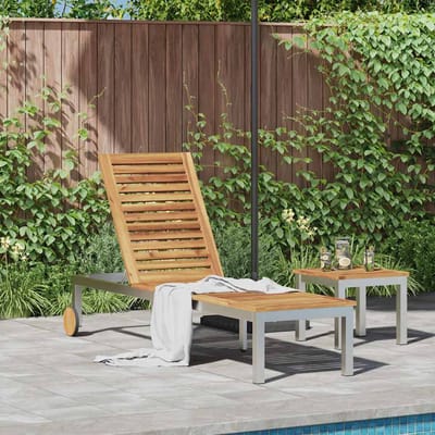 vidaXL Ligstoel Olie Natuurlijk 205 x 53 x 100 cm Massief Acacia Hout