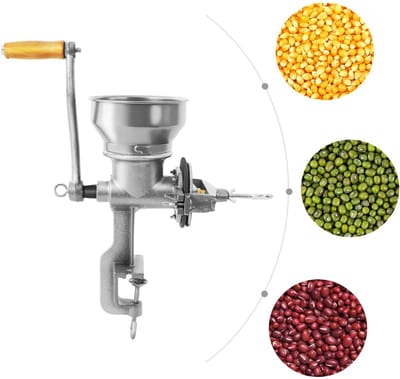 Emvae Kruidenmolen - Graanmolen - Kruidenmaler - Handmolen - Handmatige Graanmolen - Gietijzer - Voor Granen, Kruiden, Koffie Bonen- 0,5 kg - Grijs