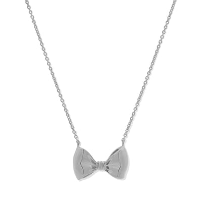 New Bling 9LA-20036 Zilveren Ketting met Hangertje - Strikje - 13,3x21,7mm - 39+3+4cm - Rhodium - Zilver