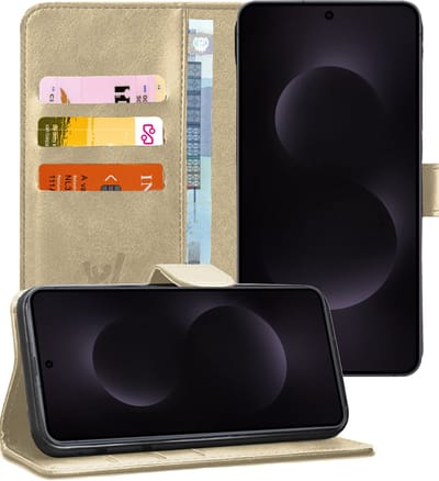 Hoesje geschikt voor Samsung Galaxy S25 Edge - Portemonnee Book Case Goud