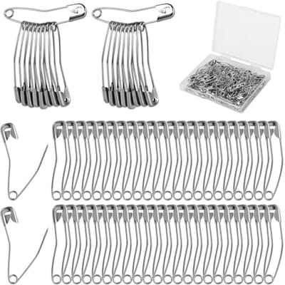 100 Gebogen Veiligheidsspelden voor Quilten en Naaien - 3,8cm