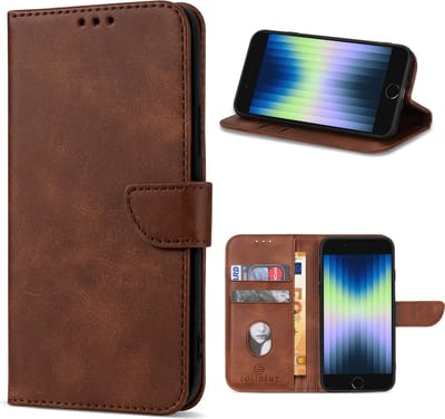 Solidenz hoesje - Geschikt voor iPhone SE (2022 / 2020) / iPhone 8 / iPhone 7 - Bookcase - Bruin