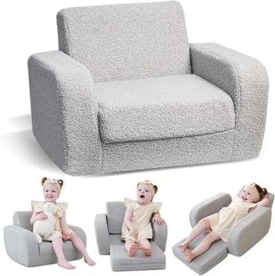 TIM® Kindersofa - Zitzak - Kinderstoel - Grijs - 91cm x 25cm x 52cm